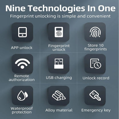 ROCKBROS Bicycle Smart Lock Bluetooth Fingerprint Unlock Waterproof High Strength Steel Alloy Anti-theft U-Lock Bike Accessories