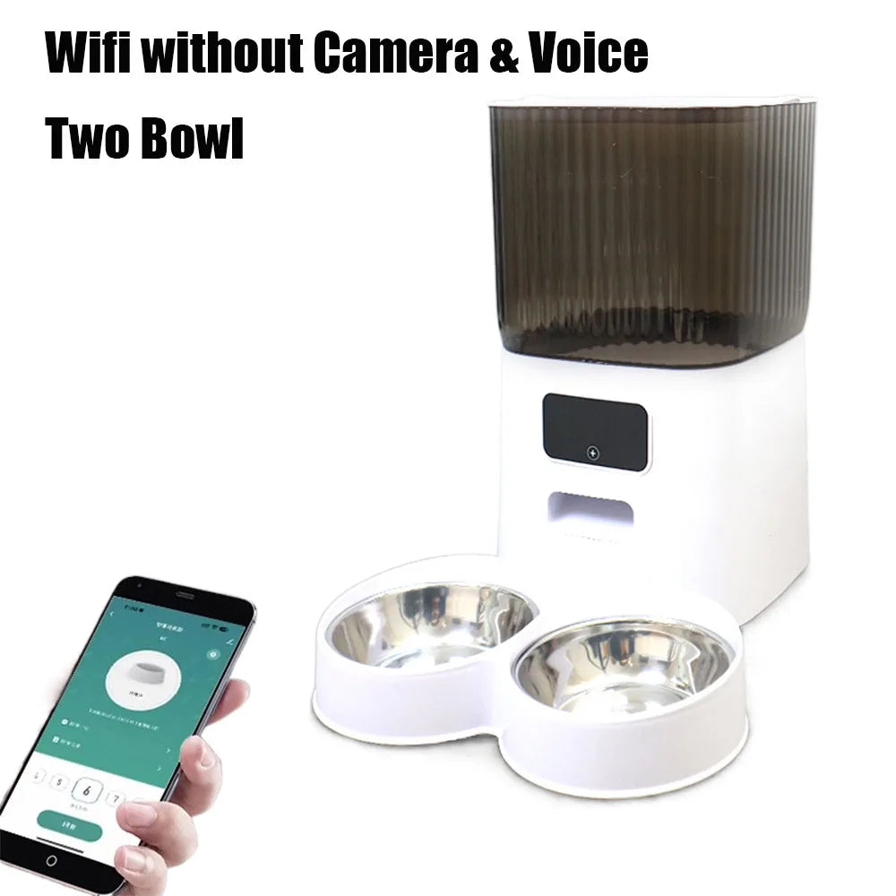 5L Automatic Cat Feeders Double Bowls Smart Timed Cat Dry Food Dispenser With Camera Pet Smart Voice Recorder Auto Feeder For Do