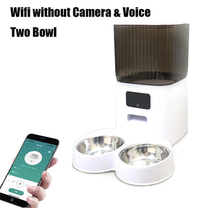5L Automatic Cat Feeders Double Bowls Smart Timed Cat Dry Food Dispenser With Camera Pet Smart Voice Recorder Auto Feeder For Do