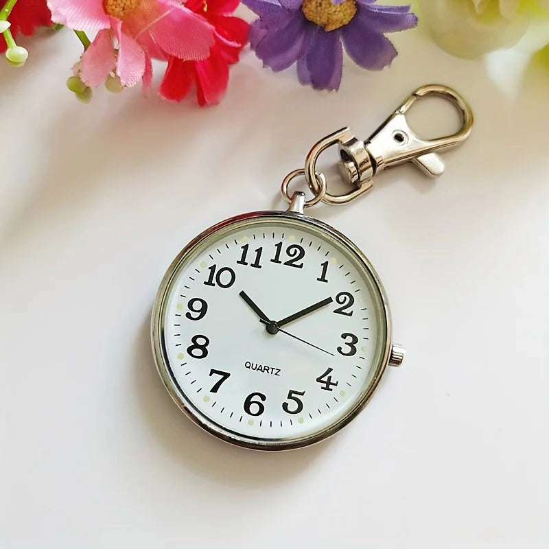 1PC Large Digital Clear Watch Keychain Watch Nurse Watch Student Exam Quartz Watch Pocket Watch Small Watch