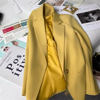 Office Lady Elegant Single Button Blazer Women New Autumn Long Sleeve Slim Jackets Casual Chic Tops Coats Outerwears Female