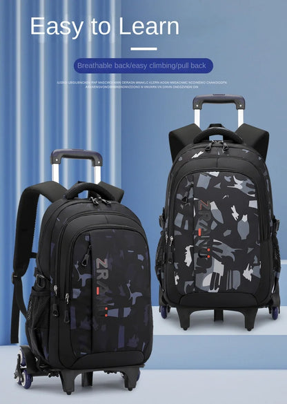 School Rolling backpack bag School Bags with wheels Student wheeled Backpacks for boys Children School Trolley Bag Waterproof