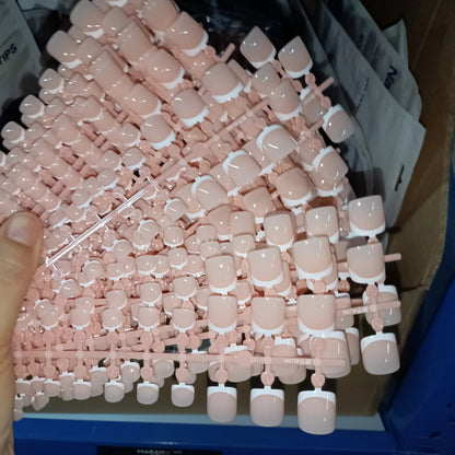 120pcs Square ToeNail Tips - Short French Tip Press On Toenails Pink Soft Gel Toe Nail Tips Full Cover Fake Toe Nail Extensions