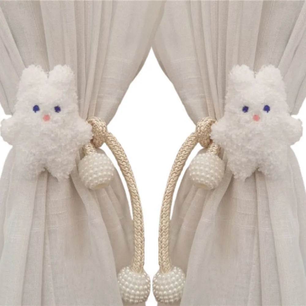 2Pcs Ins Cartoon Bear Curtain Cute Plush Window Curtain Buckles 3D Decorative Bear Curtain Tieback Curtain Accessories