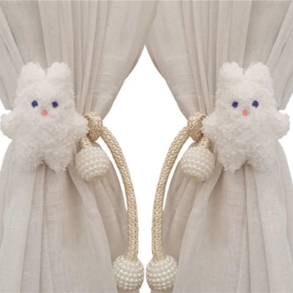 2Pcs Ins Cartoon Bear Curtain Cute Plush Window Curtain Buckles 3D Decorative Bear Curtain Tieback Curtain Accessories