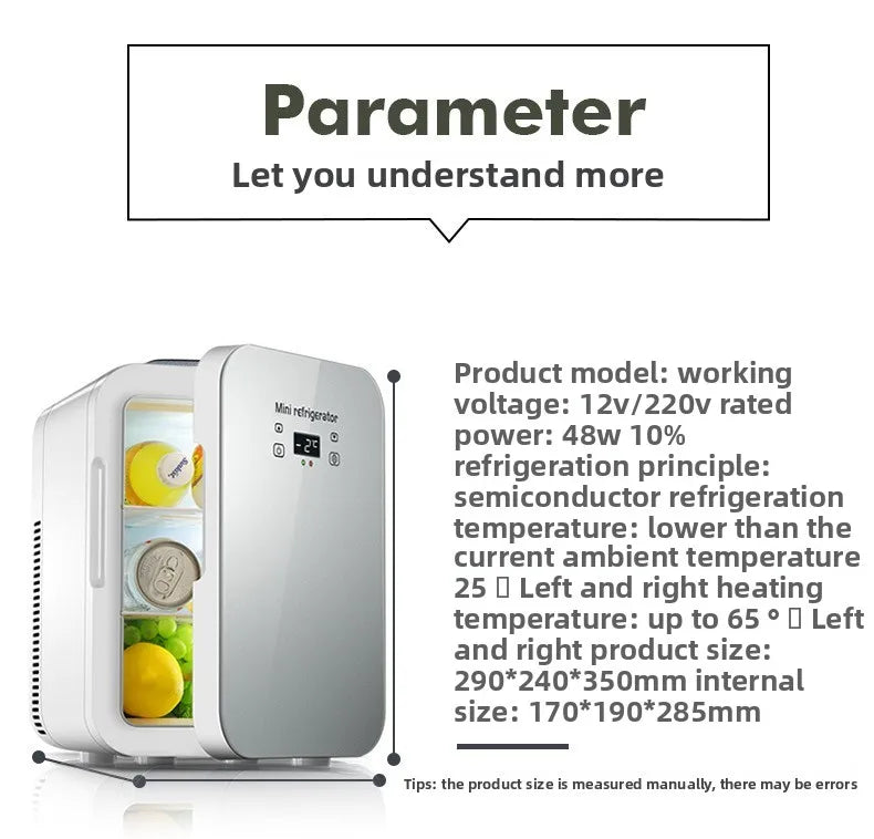 12V/220V Dual-Power Car Fridge Freezer, 12L Compact Refrigerator for Home/Office/Truck, Fast Cooling, Energy-Efficient