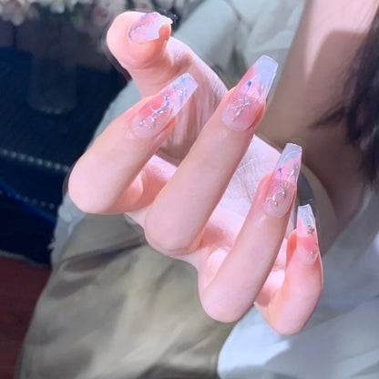 10Pcs Short Press On Nails y2k Star Rhinestone Design Handmade Press On nails Luxury With Design Full Cover Removable Fake Nails