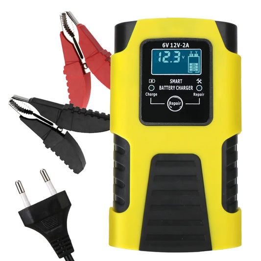 Digital LCD Display Car Battery Charger EU Plug 6V/12V 2A Full Automatic 3 Charge Stages Power Pulse Repair Chargers