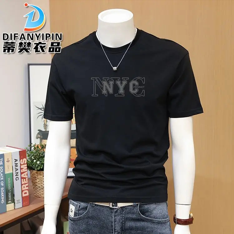 Men's T-shirts, Summer Round Neck Printed Trendy Men's Casual Versatile Short Sleeve Tops