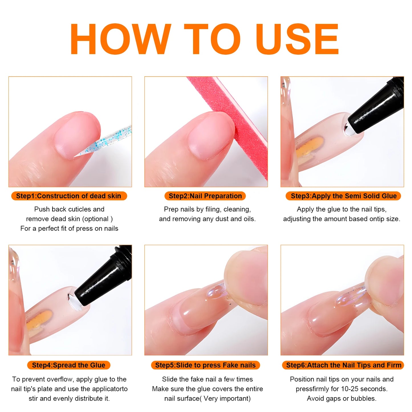 Quick-Dry Nail Glue，Semi solid Super Strong Adhesive For Press-On Nails&Rhinestones Long-Lasting，Fake Nail, No need UV Cured