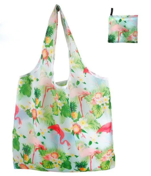 Large Reusable Shopping Bag Women's Foldable Floral Environmentally Friendly Portable Tote Bag Grocery Storage Bag