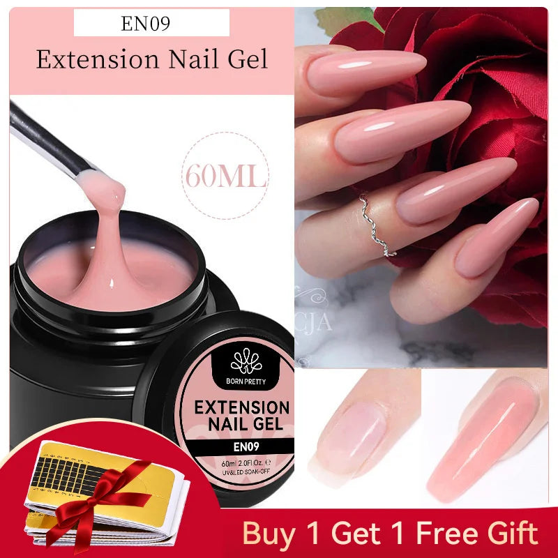 BORN PRETTY 60/30ml Hard Jelly Extension Nail Gel Polish French Nails Nude Pink White Clear Nail Supplies Gel for extension