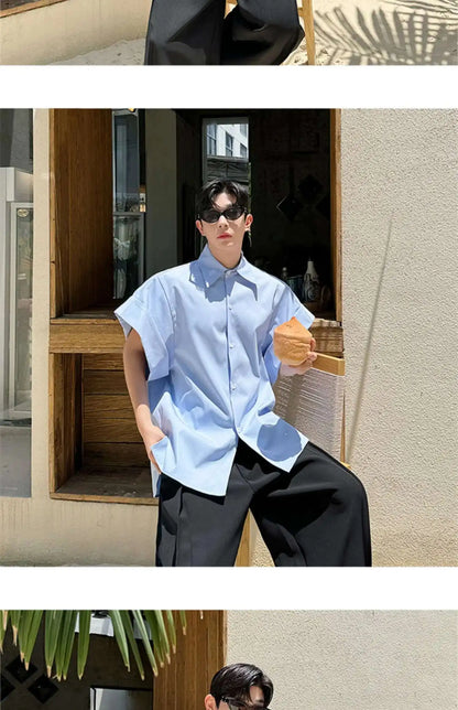 LUZHEN Niche Design Stylish Short Sleeve Shirts Original Fashion Elegant Handsome Korean Clothing Men Casual Blouses Tops LZ4028
