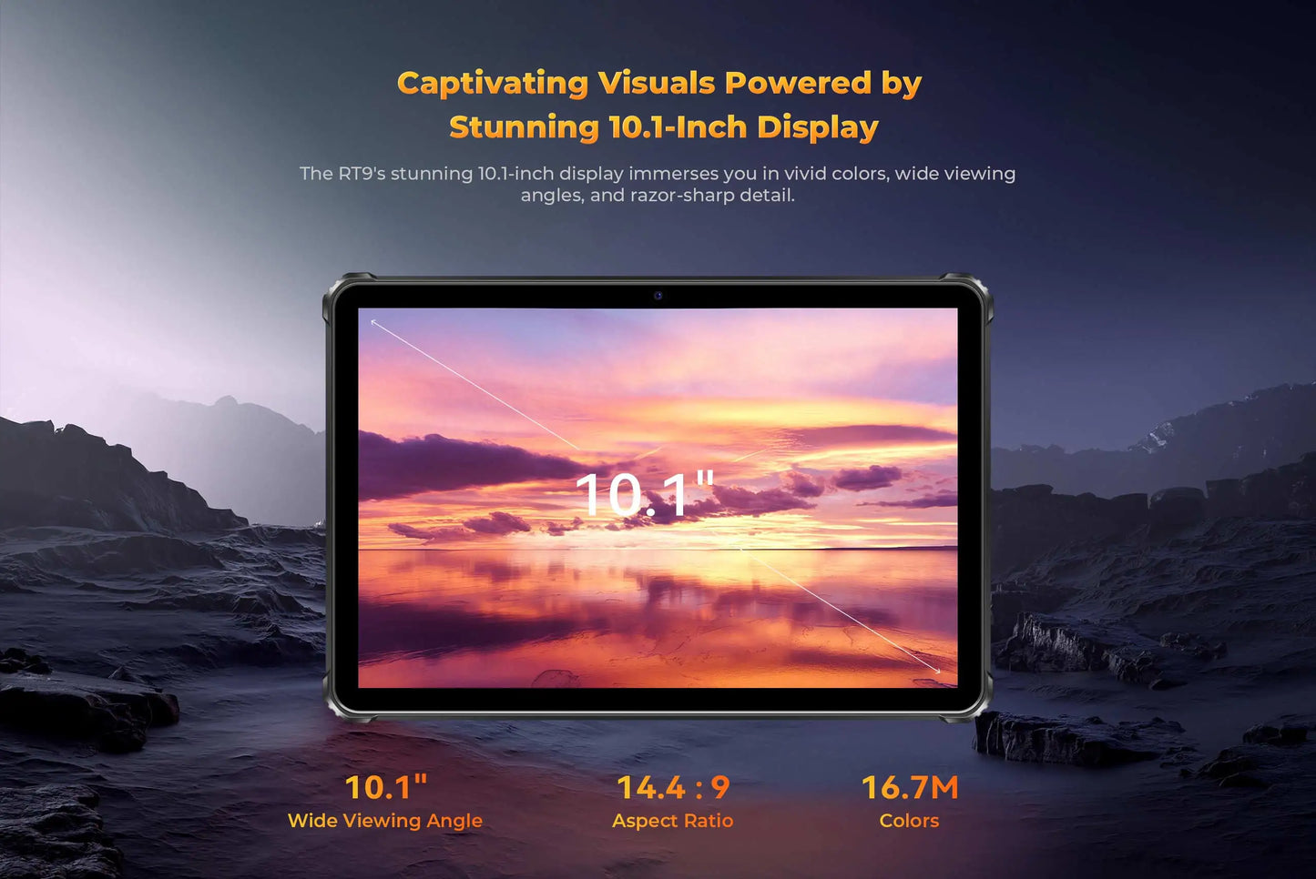 Oukitel RT9 4G Rugged Tablet 10.1" HD Display 24GB RAM 256GB Waterproof Tablet 11000mAh Battery Android 14.0 Tablet PC