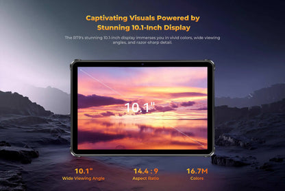 Oukitel RT9 4G Rugged Tablet 10.1" HD Display 24GB RAM 256GB Waterproof Tablet 11000mAh Battery Android 14.0 Tablet PC