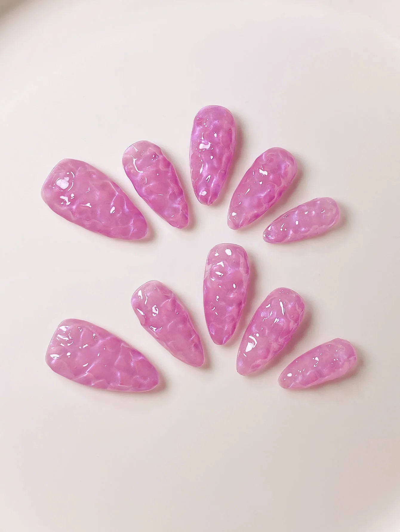 10 pure handmade almond nails in purple water ripple, simple gradient, press-on nail art.