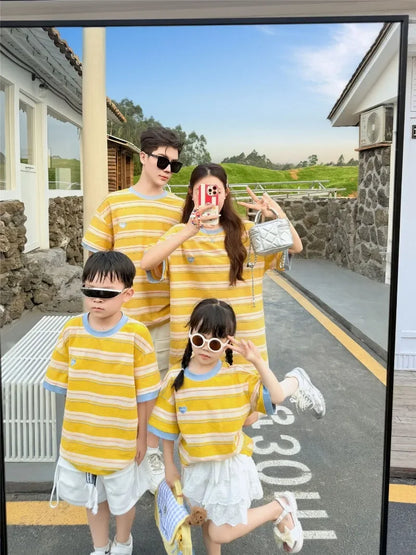 Summer Family T Shirts Parent-child Clothes Mother Father and Daughter Son Boy Girl Matching Tee Shirt Tops Baby Cotton Bodysuit