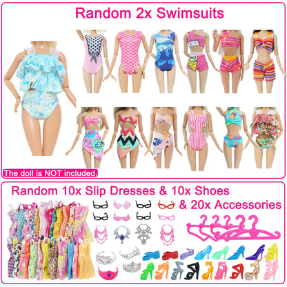 50 Pcs/Set Fashion Doll Accessories for 11.5'' Doll with Party Gown Fashion Dress Outfit Pants Shoes Girl Kids Playhouse Toy