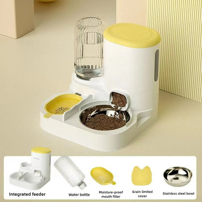 Automatic Cat Feeder and Water Dispenser Non-Electric Easy-Clean Large Capacity Pet Feeding Station for Cats and Small Dogs
