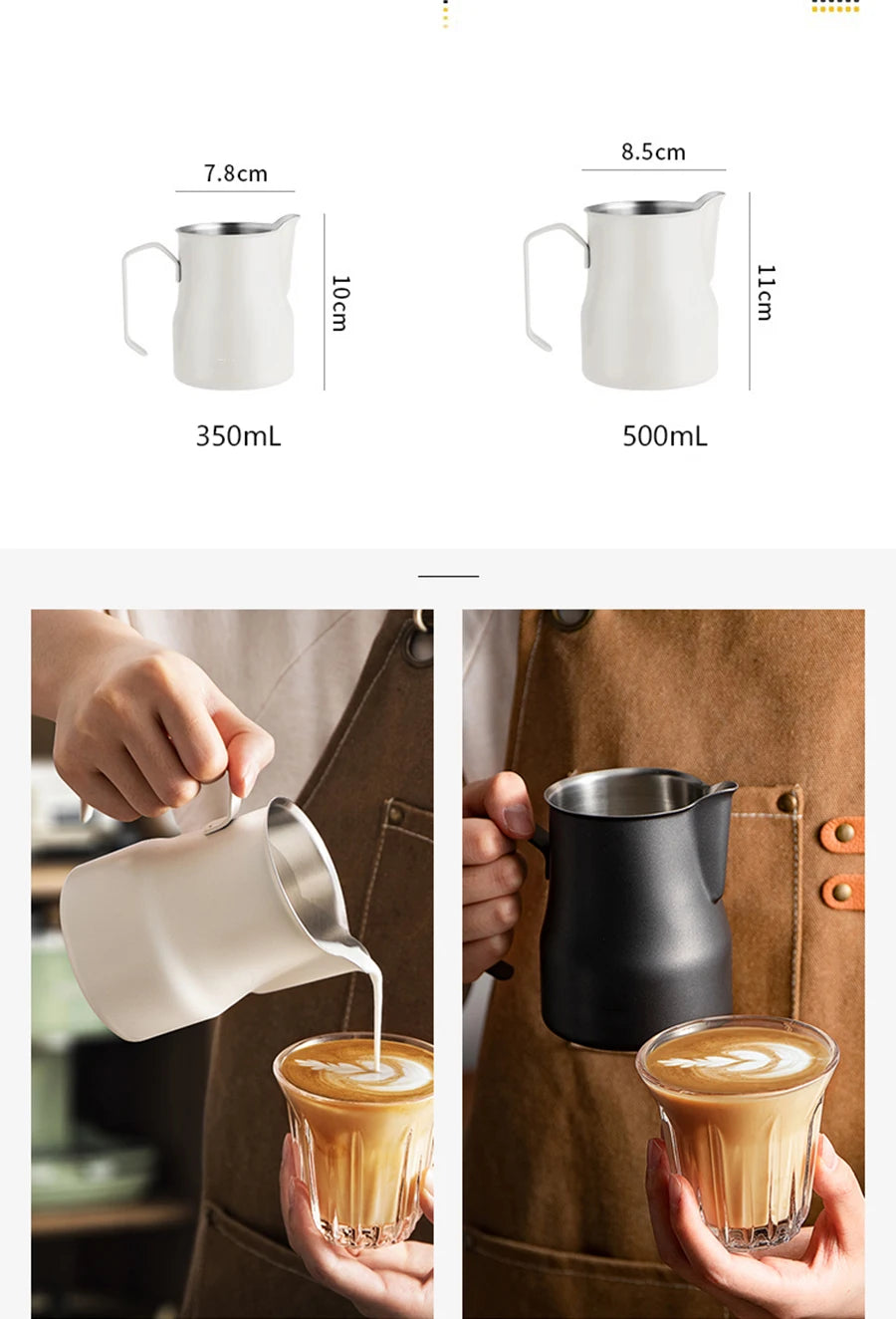 350/500/700ml Stainless Steel Milk Jug Frothing Pitcher Milk Espresso Machine Cappuccino Latte Frothing Pitcher Barista Milk Jug