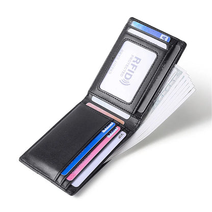 RFID Fashion Blocking Mini Men's Genuine Leather Wallet Slim Business Credit Card ID Holder Man Anti Theft Ultra Thin Purse Male