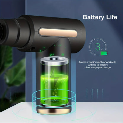 Portable Fascial Massage Gun Electric Percussion Pistol Massager Body Relaxation With LED Touch Screen 4Replaceable Massage Head