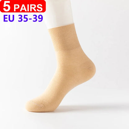 5Pairs Comfortable and Supportive Diabetic Socks for Men and Women Moisture wicking Cotton Fabric Non-binding Top Business Socks