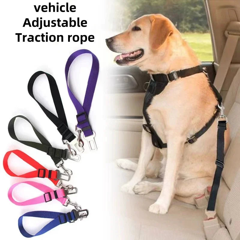 Adjustable Pet Cat Dog Car Seat  Belt Pet Seat Vehicle Dog Harness Lead Clip Safety Lever Traction Dog Collars Dog Accessoires