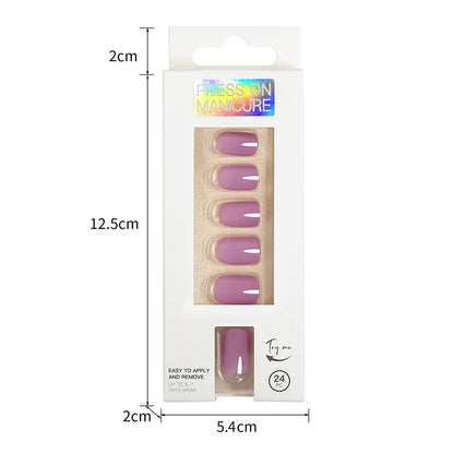 Short Full Press on Nails 24 Pcs False Nails Set Stick on Nails High Quality Reusable Fake Nails Solid Color Design Nail Art