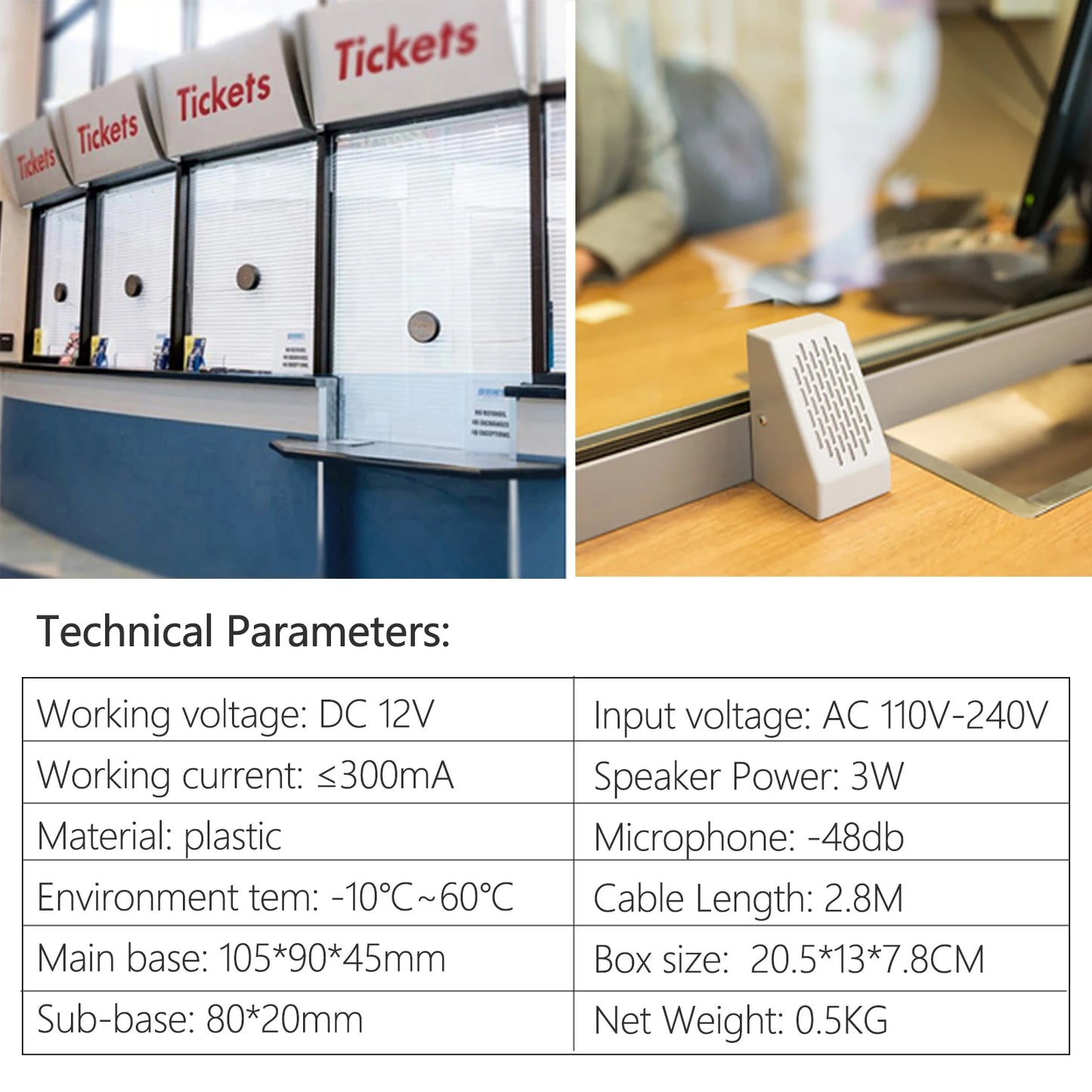 High Clear Dual Way Window Intercom System Bank Counter Interphone Loudspeaker for Pharmacy Railway Station Ticket Office