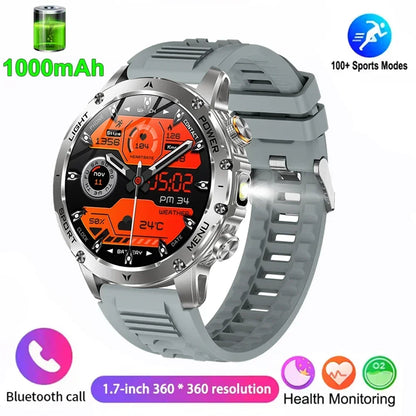 New For HUAWEI 1000mAh Large Capacity Battery Smart Watch Men Outdoor Flashlight BT Call Waterproof Sport Fitness SmartWatches