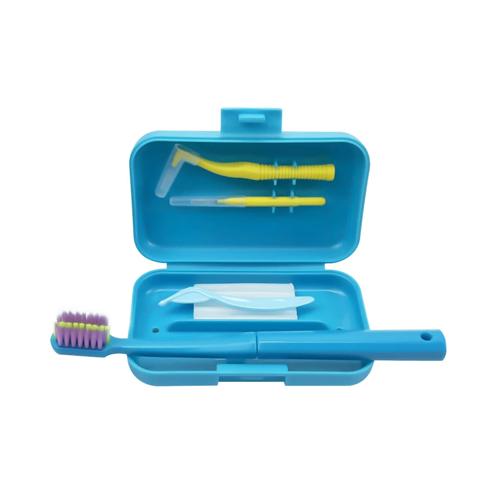 1 Box Portable Travel Dental Cleaning Set Oral Cleaning Care Toothbrush Interdental Brush Teeth Whitening Orthodontic Care Kit