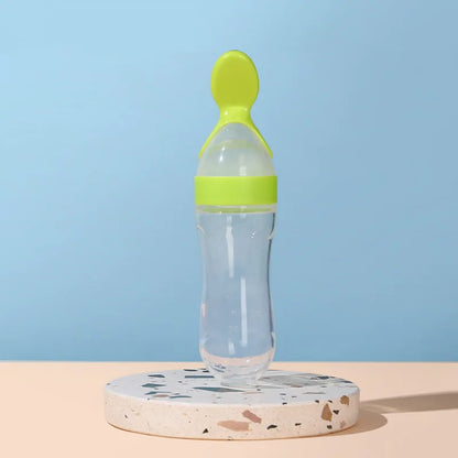 Safe Useful Silicone Baby Bottle with Spoon Food Supplement Rice Cereal Bottles Squeeze Spoon Milk Feeding Bottle Cup