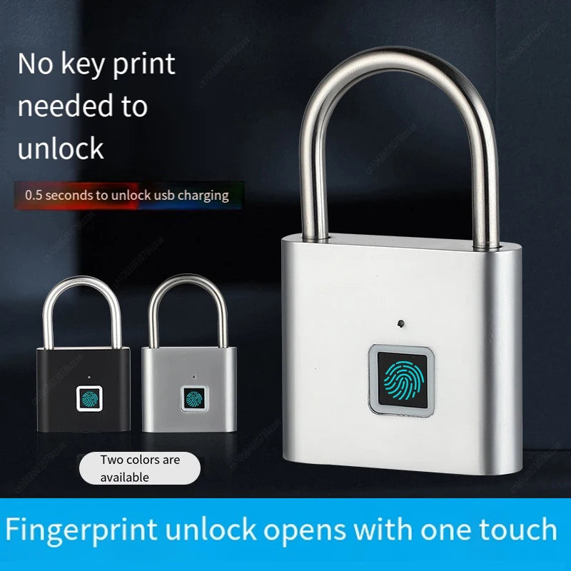 Fingerprint Padlock Locker Lock Smart Pad Lock Waterproof Small Portable Padlock with USB Charging for Locker   Luggage Suitcas