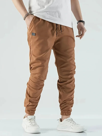 Joggers' Sports Pants, Men's Pants, Track And Field Sports Casual Solid-color Patchwork Pants, Slightly Elastic Trendy Pants
