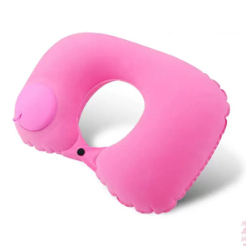 Pressurized inflatable U-shaped pillow, a magical travel neck pillow that is portable, flocked outdoor U-shaped neck pillow.pvc
