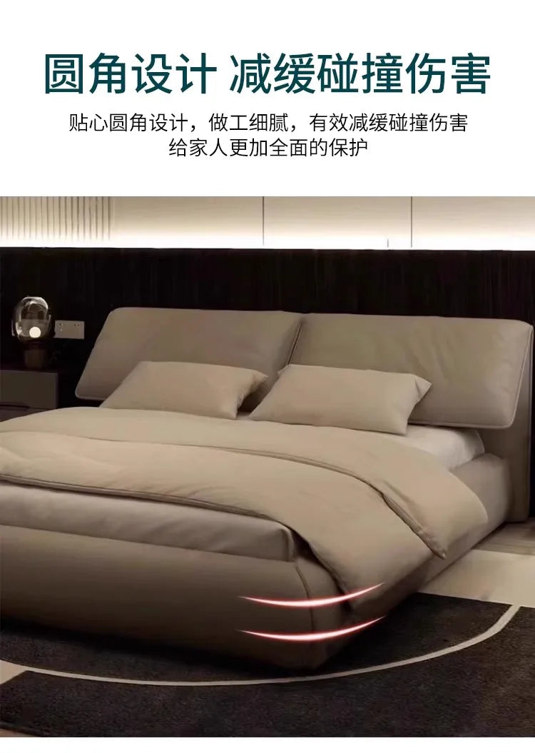 High End European Double Bed Headboard Glamorous Full Size Twin Bed Frame Luxury Platform Wood Cama Box Casal Nordic Furniture