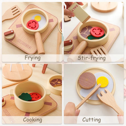 Kid Wooden Kitchen Toy Baby Play Kitchen Building Block Model Set Newborn Pretend Cooking Food Kitchen Toys Simulation Game Gift