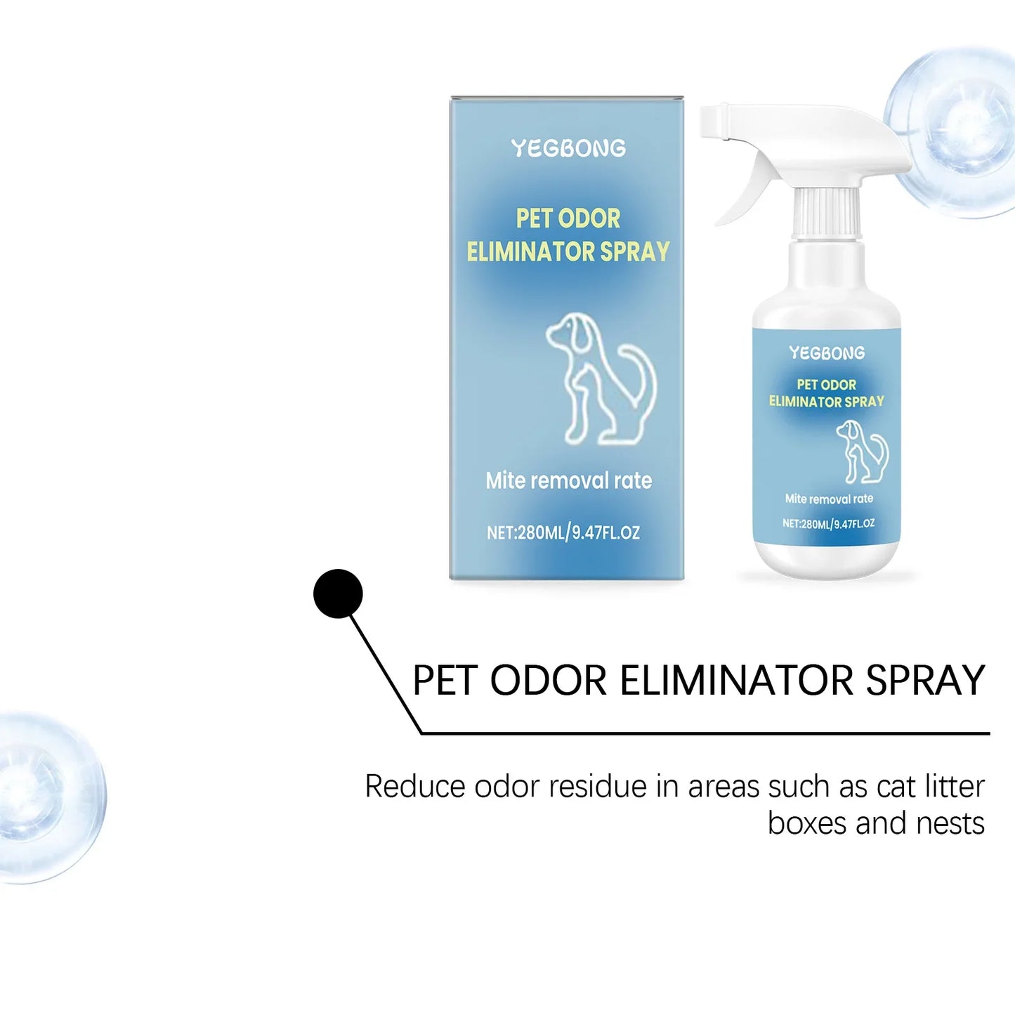 Long Lasting Pet Odor Eliminator Spray Destroys Urine Odors for Cats Dogs Scent Retention Formula Freshens Litter Boxes Beds