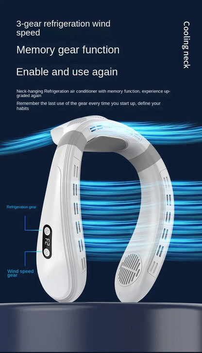 New Neck Air Conditioner Portable Neck Fan Rechargeable Semiconductor Cooling Bladeless Fan Outdoor Personal Fan Wearable Cooler