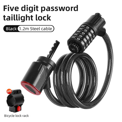 Bicycle Lock Comes With Intelligent Light Sensing Charging Tail Lights Mountain Bikes Road Bikes Password Locks Anti-theft Locks