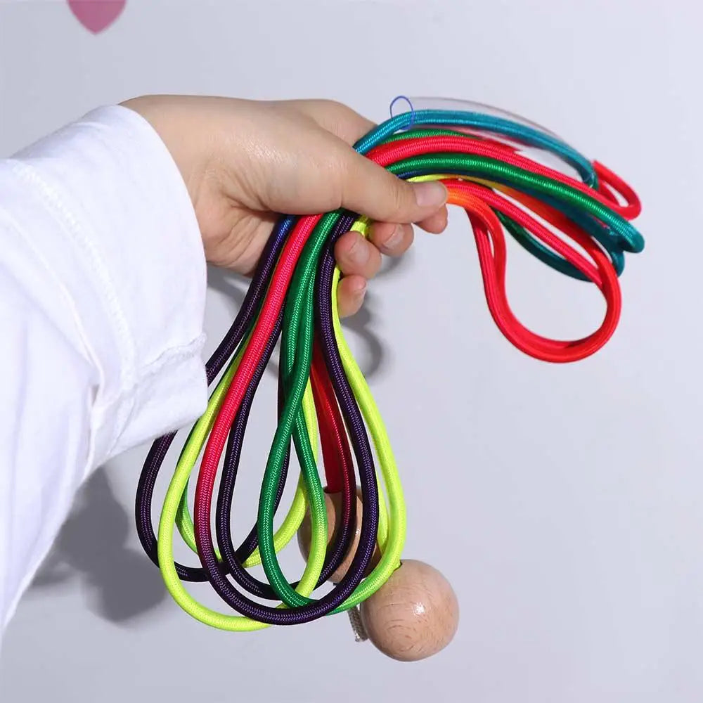 Anti-Slip Rainbow Long Rope Outdoor Fun Ball Handle Group Skipping Rope Exercise Colorful 5m Jump Rope Fitness Equipment