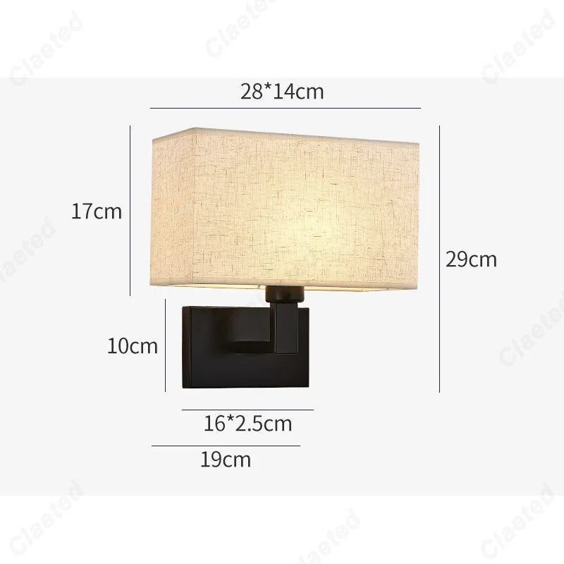 LED Fabric Lampshade E27 Decorative Wall Lamp Indoor Corridor Living Room Bedroom Bedside Wall Lamp Decorative Lighting Fixture