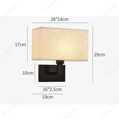 LED Fabric Lampshade E27 Decorative Wall Lamp Indoor Corridor Living Room Bedroom Bedside Wall Lamp Decorative Lighting Fixture