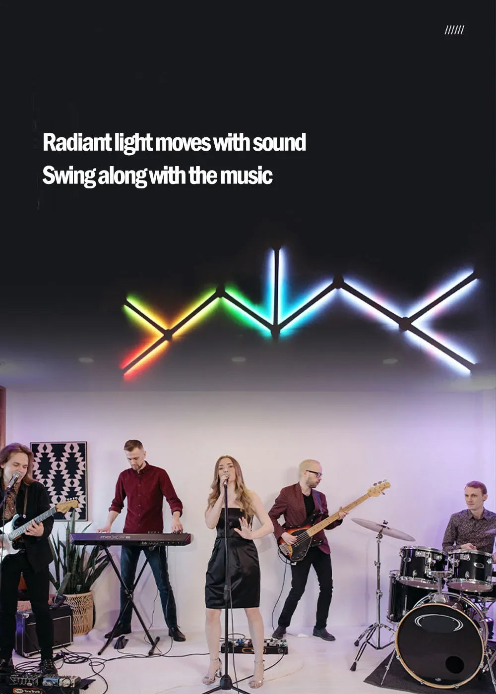 Smart LED Wall Light RGB IC Strip DIY Atmosphere Night Light APP Music Party TV Backlight Bedroom Game Room Decor Night Lights