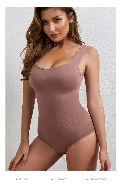 Body Shapewear for Women Seamless Solid Shaping Full Bodysuit Crew Neck Tummy Control Slimming Body Shaper Underwear & Shapewear