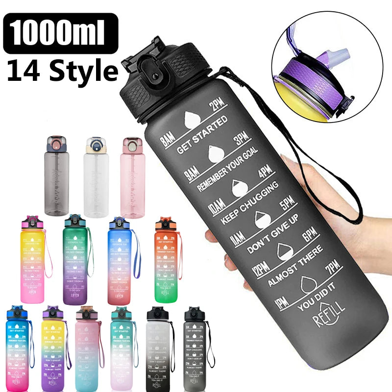 Water Bottle Motivational Sport Water Bottle Leakproof Drinking Bottles Outdoor Travel Gym Fitness Jugs For Kitchen