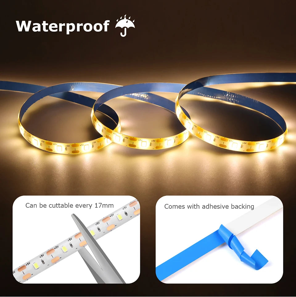 Smart USB 5V SMD 2385 LED Strip Light With Sensitive PIR Motion Sensor Switch Delay Time Adjustable Only Work At Night/Dark