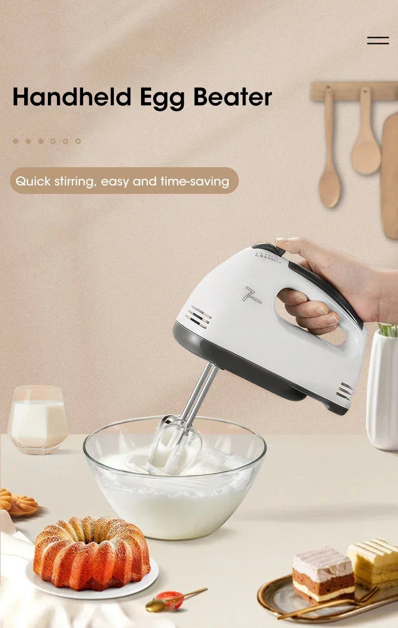 Electric Flour Blender Egg Beater Handheld Food Cake Bread Baking Dough Mixer for Kitchen Cooking 7 Speed Cream Blender