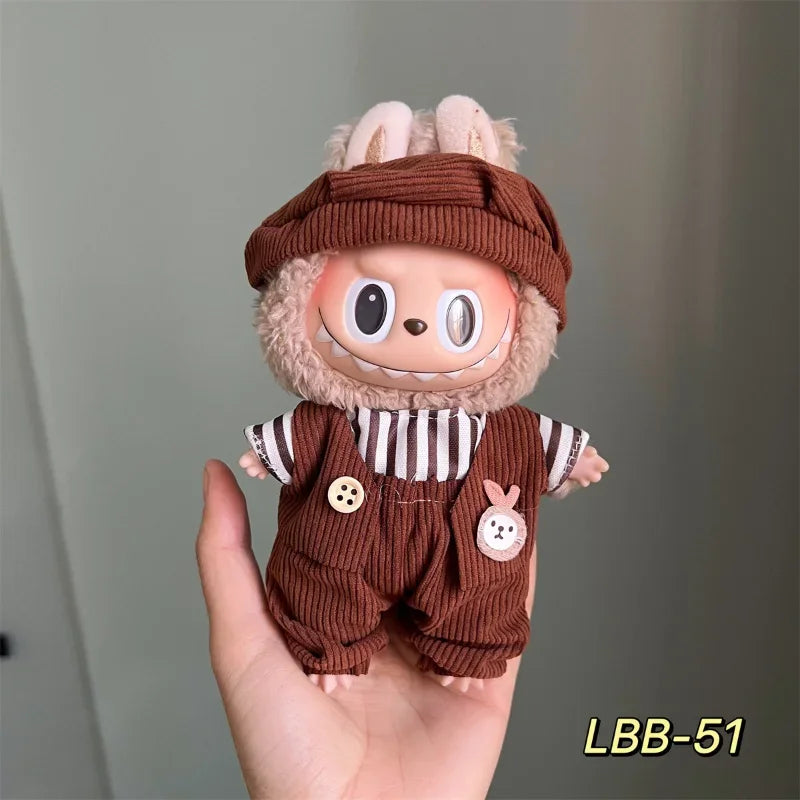 POP Labubu baby clothes 17cm plush vinyl labubu sit-down party first-generation and second-generation suit, clothes only